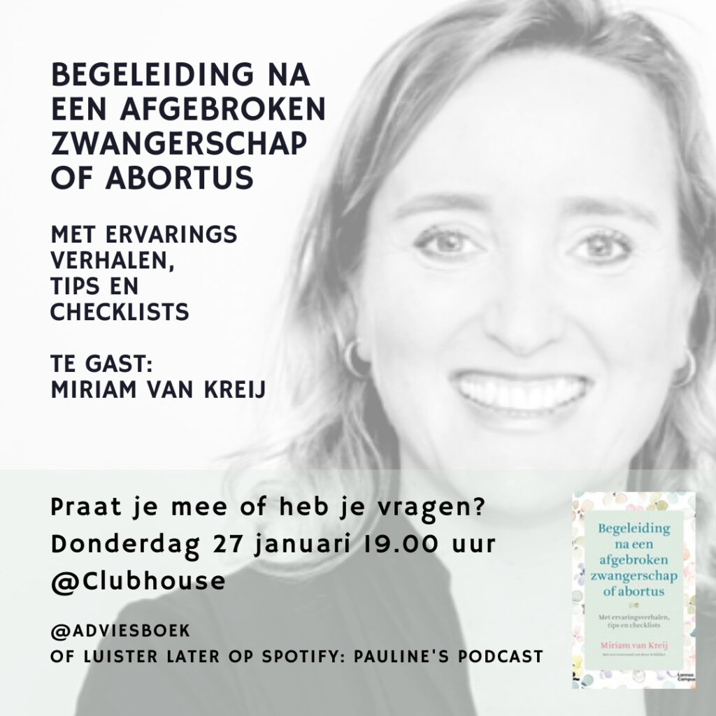 Podcast met Miriam van Kreij over haar boek: Begeleiding na een afgebroken zwangerschap of abortus.